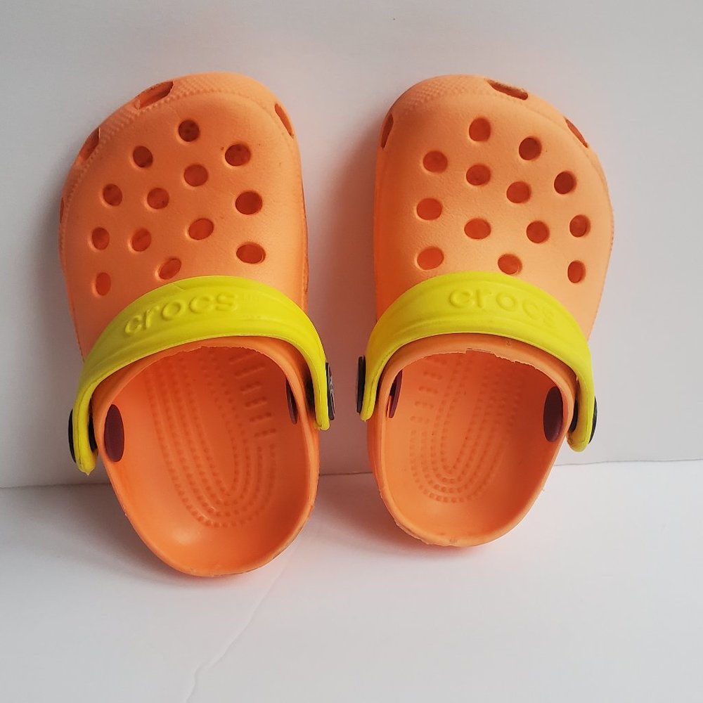 Crocs Orange Yellow Shoes Kids Boys Clogs Girls Baby Toddler Infant Size 4-5